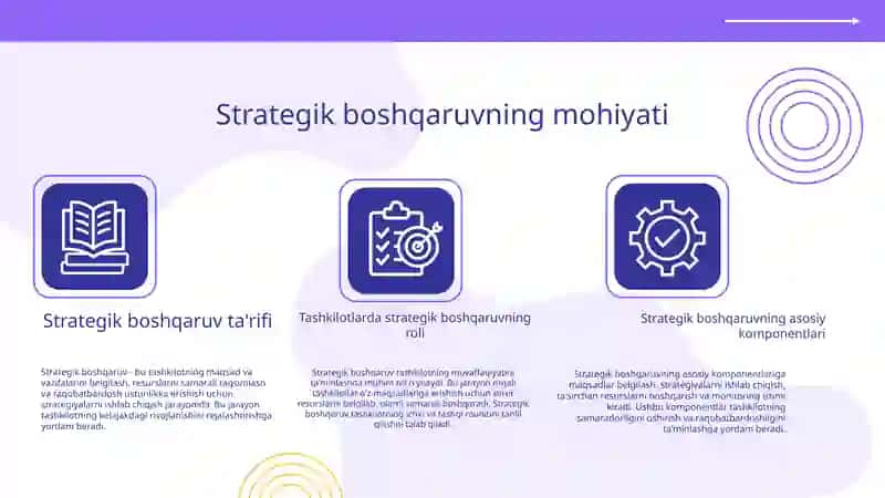 Strategik boshqaruvning xususiyatlari 3
