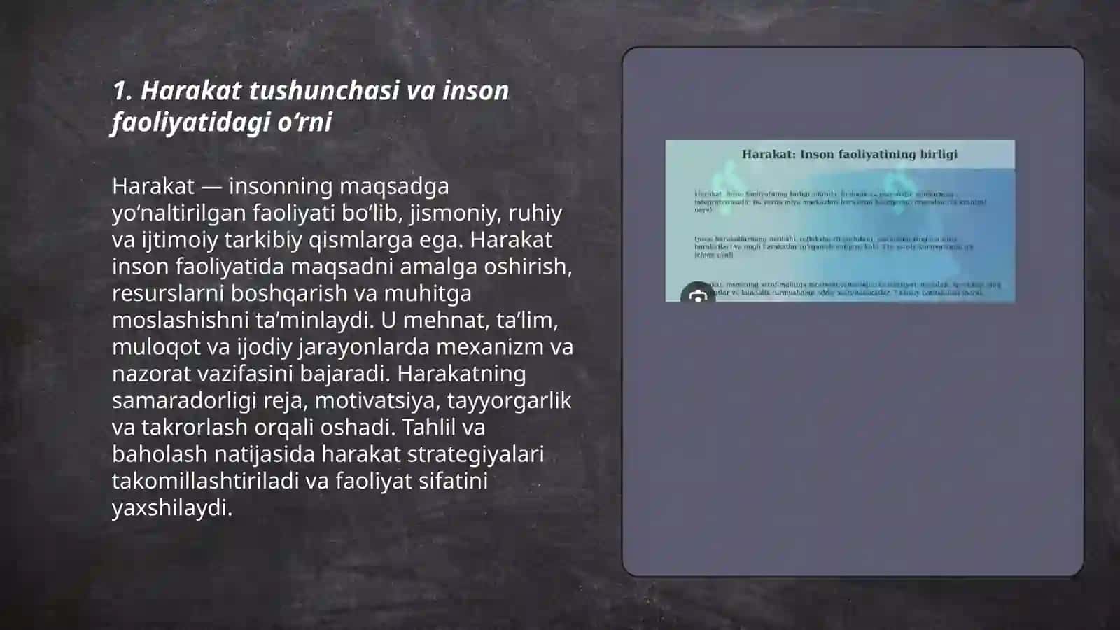 Harakat inson faoliyatining birligi sifatida 3