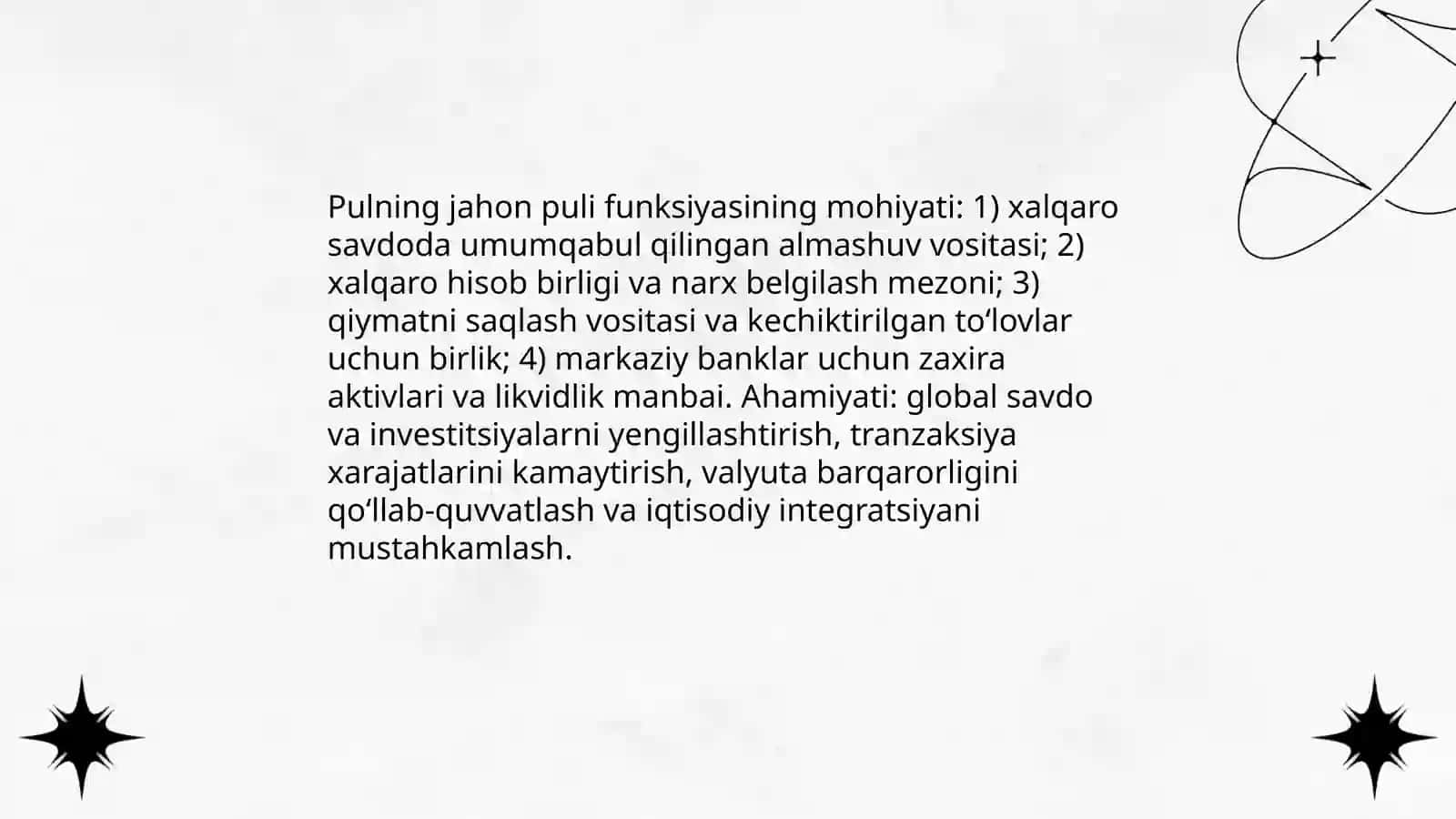 Pulning jahon puli funksiyasi 3