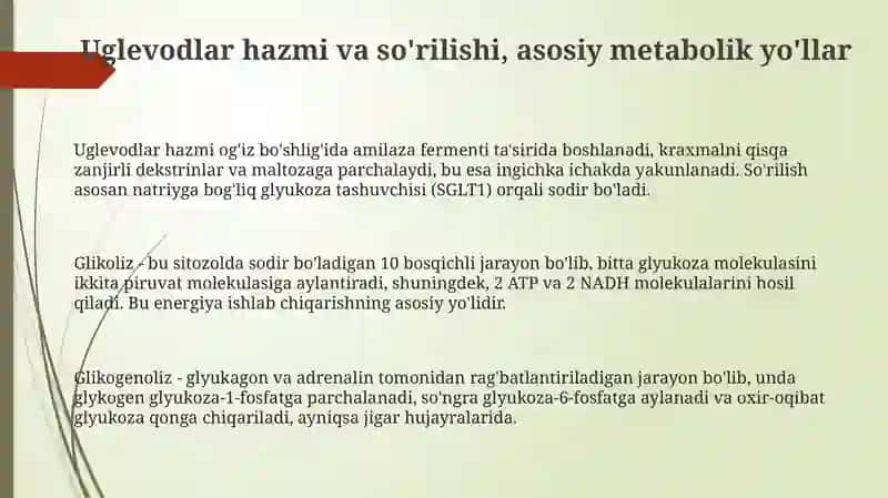 Karbonsuvlar almashinuvining patofizologiyasi 3