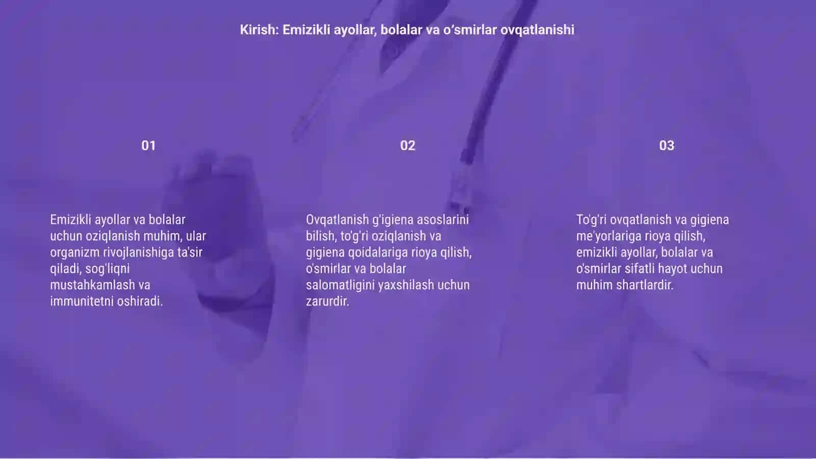 Emizikli ayollar bolalar va oʻsmirlar ovqatining gigenik asoslari ovqatlanish jihatlari 3