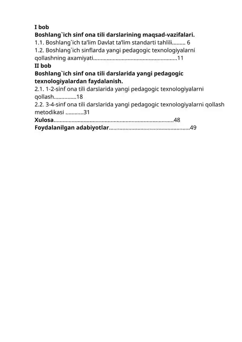 Dosyazova Lobarning ONA TILI OQITISH METODIKASI FANIDAN TAYYORLAGAN KURS ISHI 3