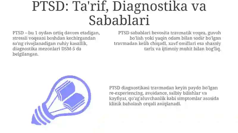 PTSD: Ta'rif, Sabablar va Belgilar 3