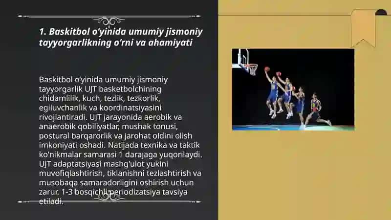 Baskitbol oʻyinida tayyorgarlik turlarning oʻrni va ahamyati 3