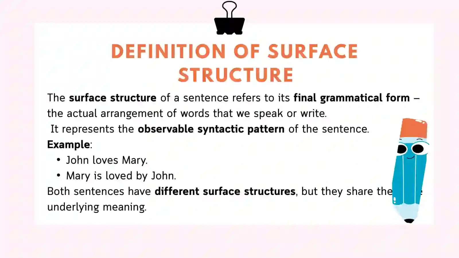 Deep and surface structure of the language 3
