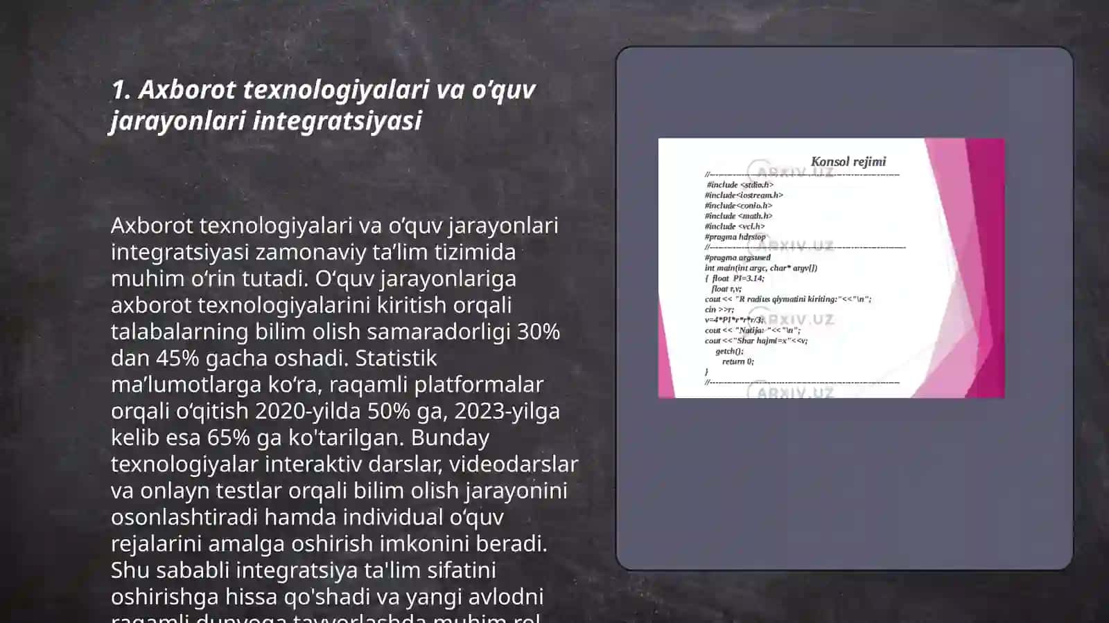 O’quv jarayonida axborot texnalogiyalarining asosiy yo’nalishlari va ularni qo’llash 3