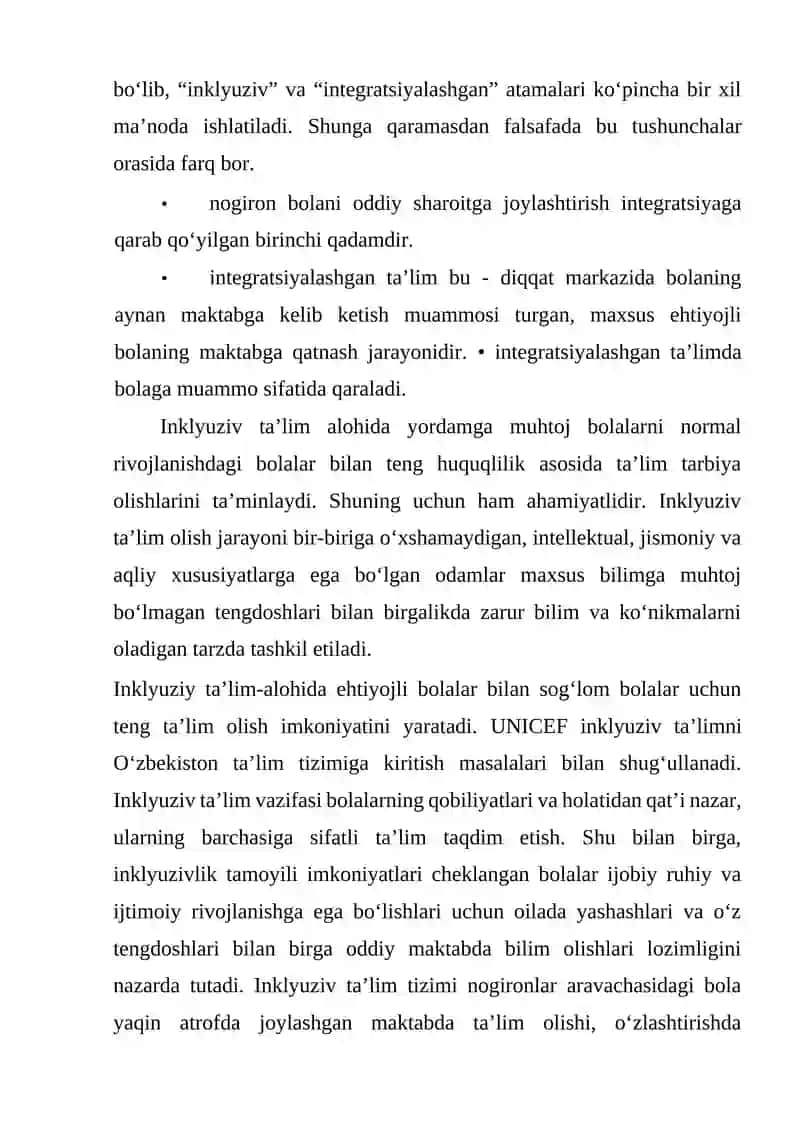 INKLUZIV TA'LIM. INKLUZIV TA'LIM SHAROITIDA TYUTORLIK AMALIYOTINI TASHKIL ETISH 3