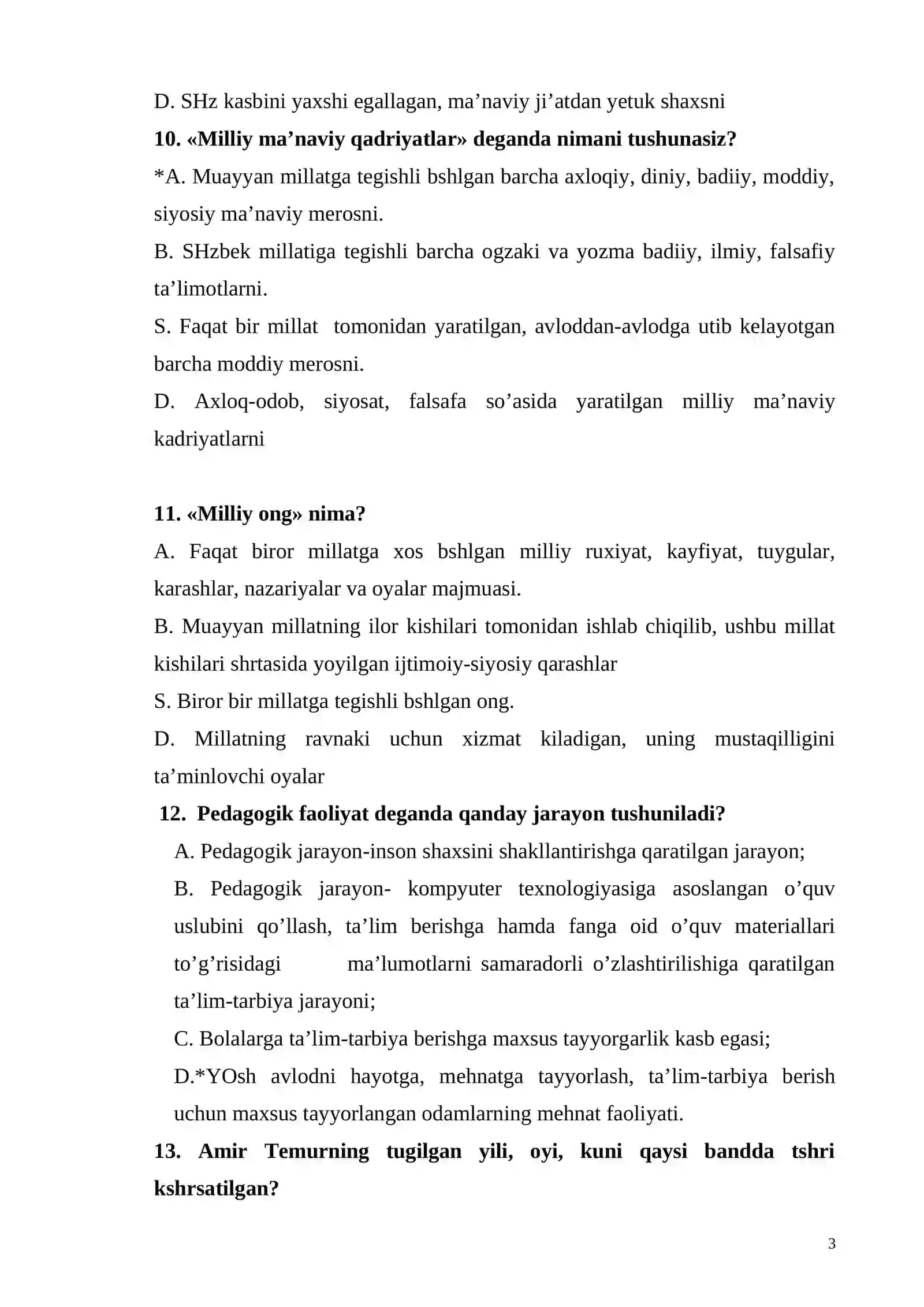 Test variantlari 3