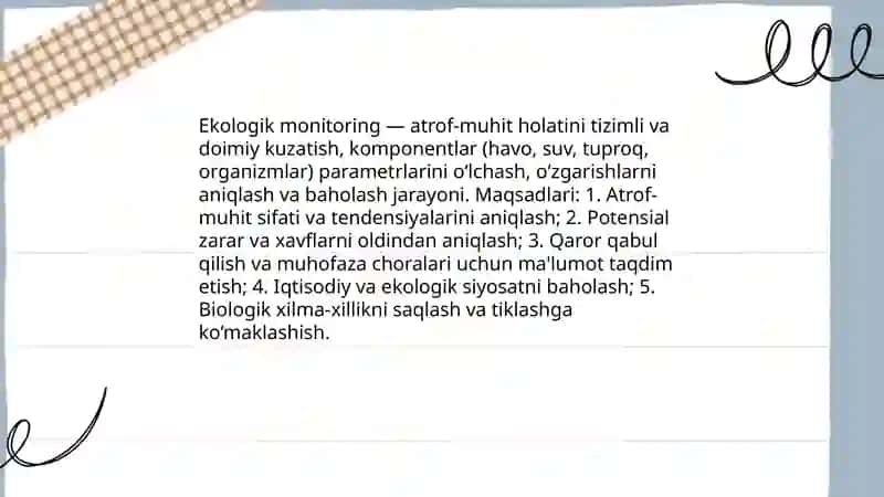 Ekologik va biologik monitoring haqida tushuncha 3