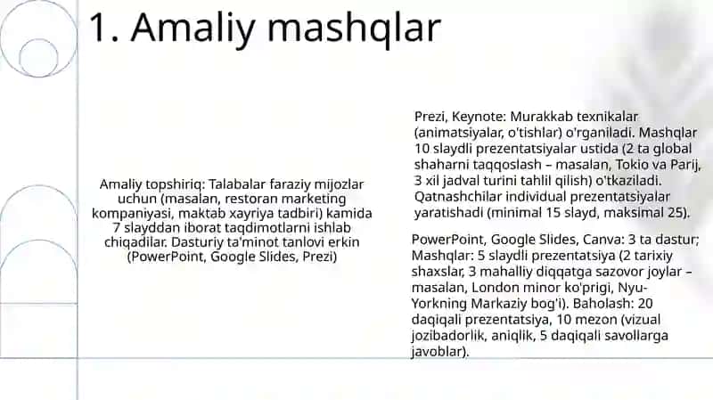 Kompyuterda taqdimotlar yaratish dasturlari imkoniyatlari mavzusida tògaraklar uchun dars ishlanma 3