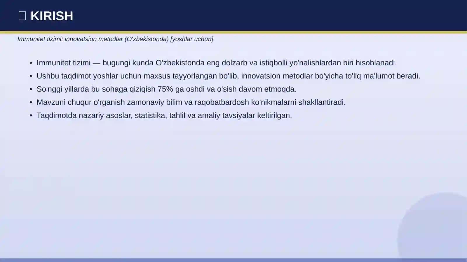 IMMUNITET TIZIMI, Innovatsion metodlar (O'zbekistonda) 3