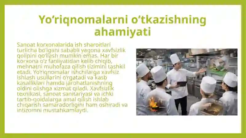 Korxonalarda yo‘riqnomalarni o‘tkazish va ularning turlari. 3