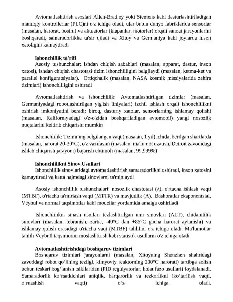 Ishonchlilik va avtomatikavositalari 3