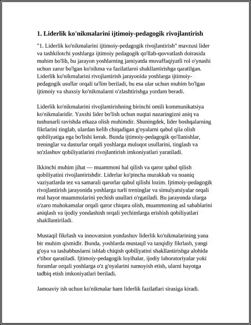 LIDER VA TASHKILOTCHI YOSHLARNI IJTIMOIY PEDAGOGIK QO'LLAB QUVVATLASH 3