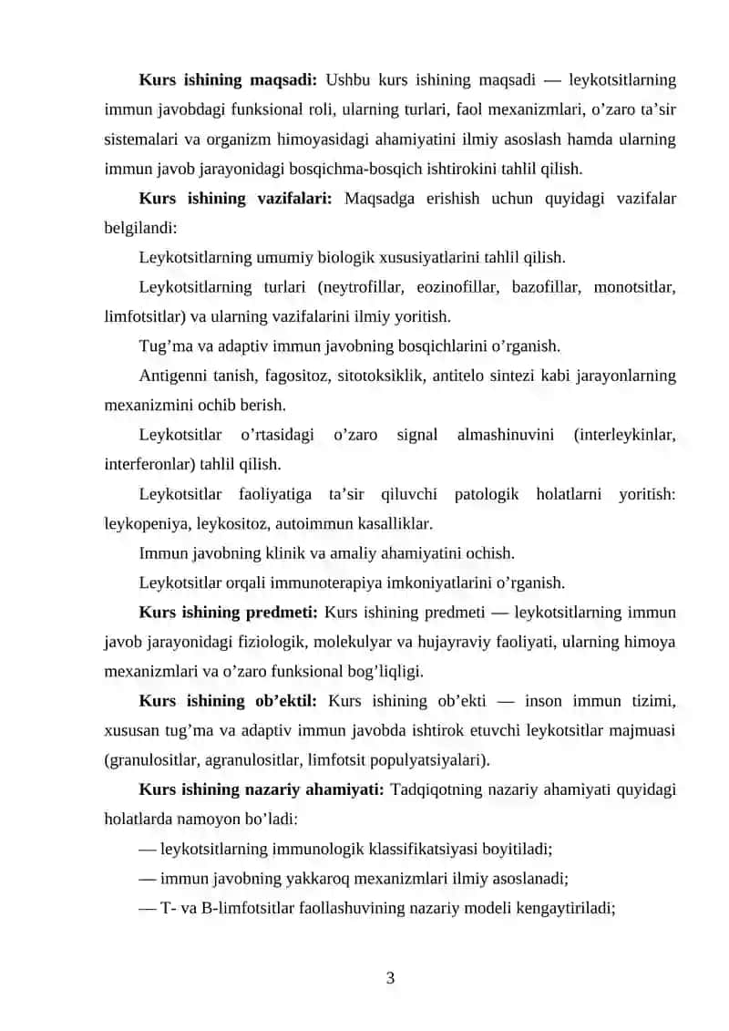 Leykotsitlarning immun javobdagi roli 3