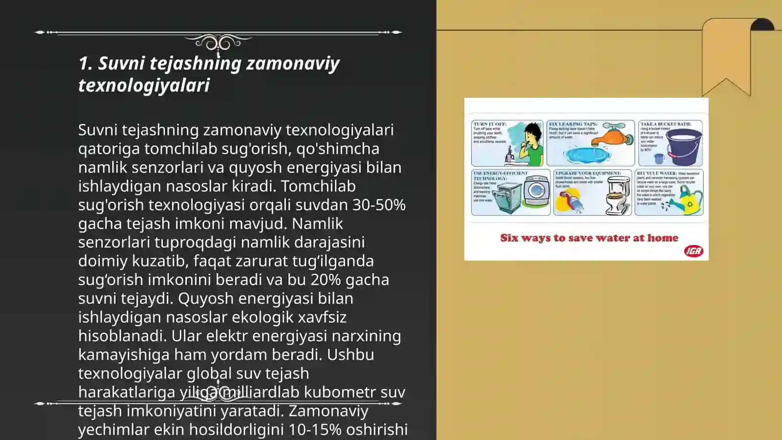 Suvni tejash va tozalash ekalogiyasi texnologiyalari va muammolari 3
