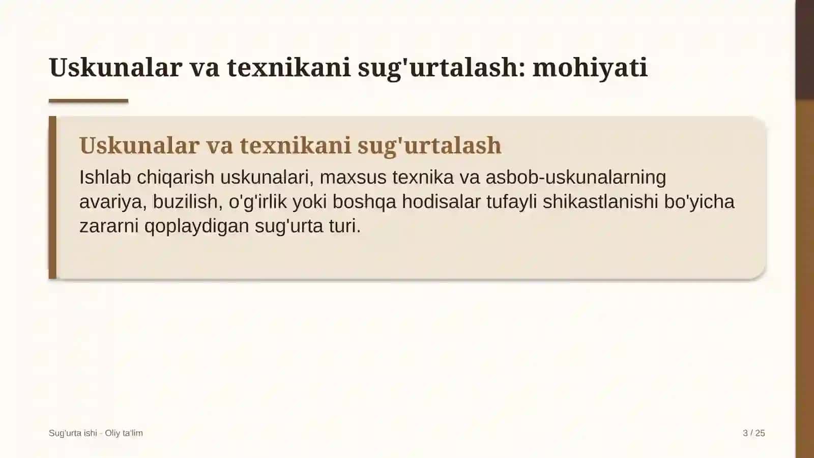 gazni qayta ishlash zavodlarida uskunalar va texnikani sug'urtalash 8093 3