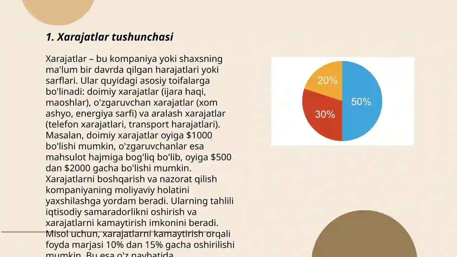 Xarajatlar haqida tushuncha va ularning turkumlanishi 3