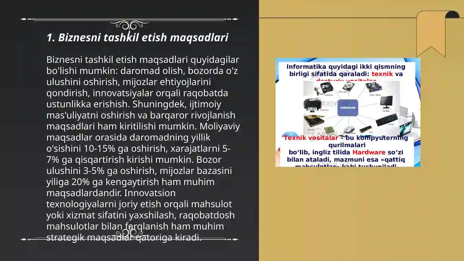 Biznesni tashkil etishning maqsadi va vazifalari 3