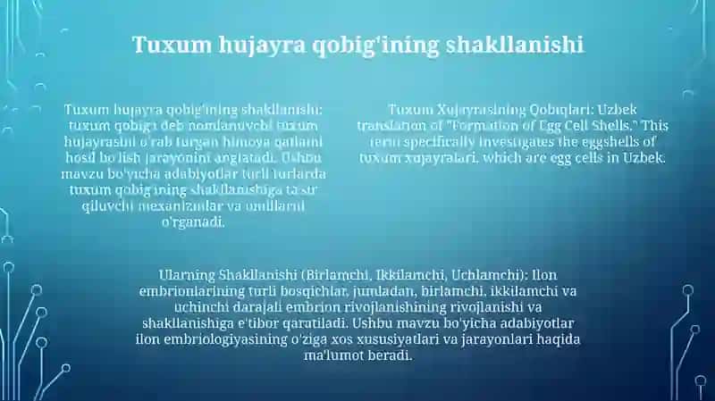 Tuxum Xujayrasining Qobiqlari, Ularning Shakllanishi (Birlamchi, Ikkilamchi, Uchlamchi) Mavzusiga Oid Adabiyotlarni Oqish Va Maruza Tayyorlash 3