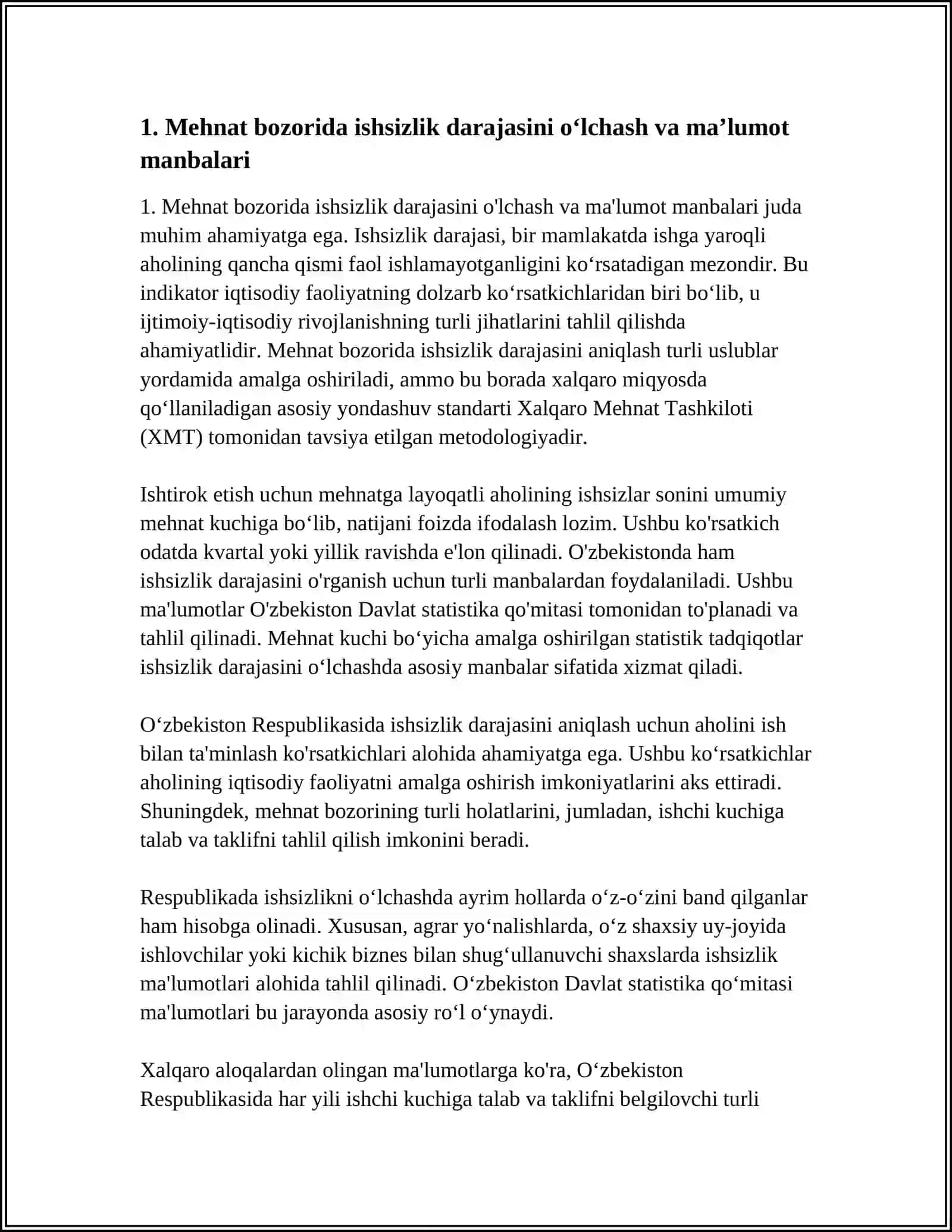 MEHNAT BOZORIDA ISHSIZLIK DARAJASINI EKONOMETRIK TAHLILI 3