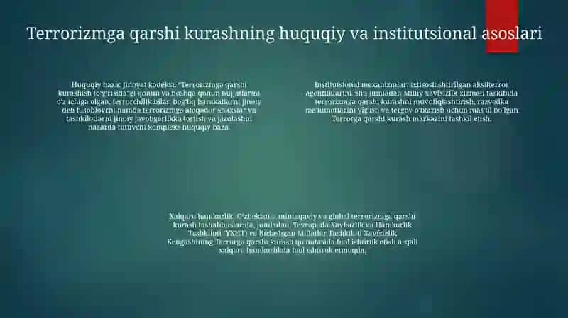 Oʻzbekistonning Terrorizmga Qarshi Kurash Tajribasi 3