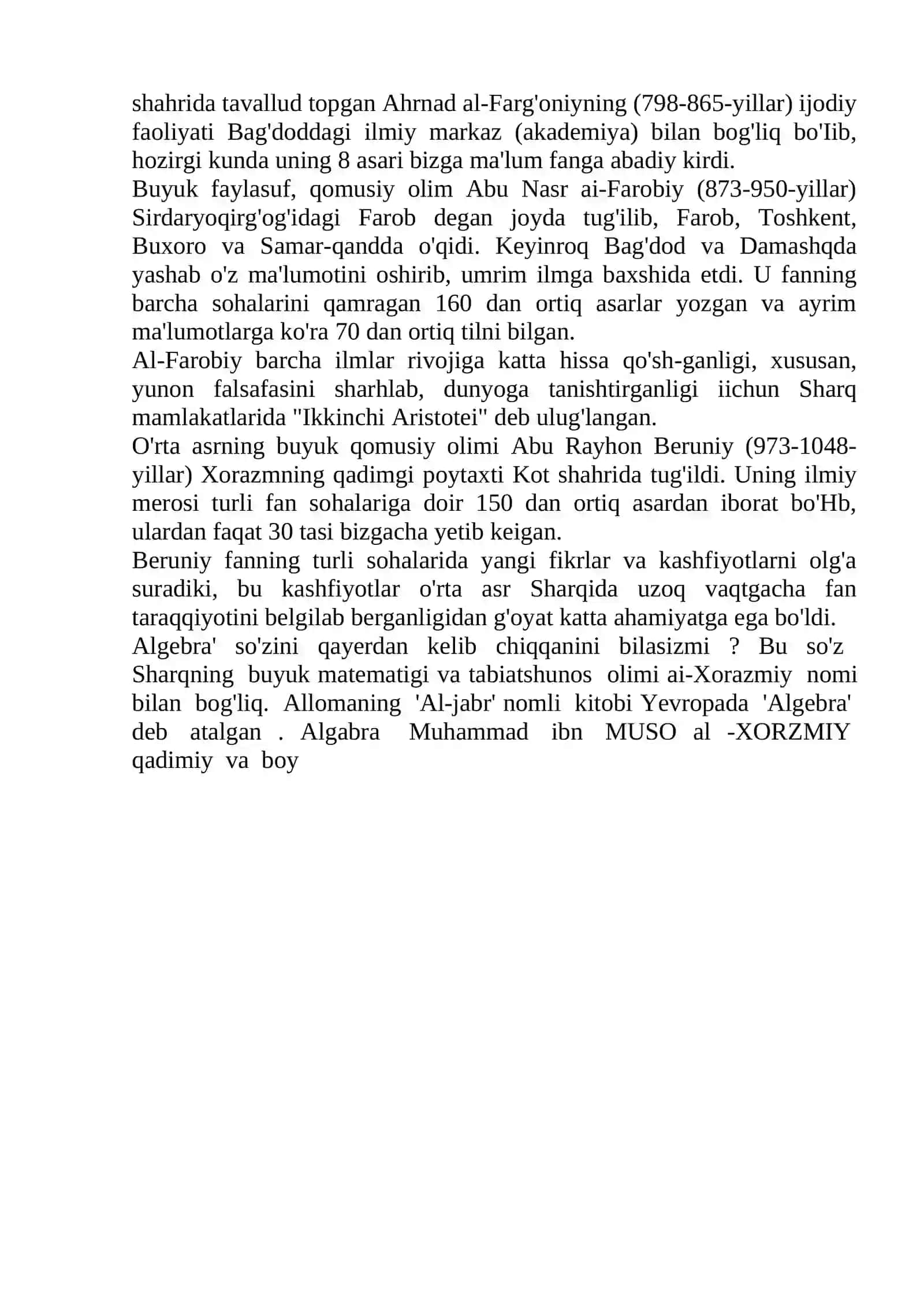 Muhammad Ibn Muso Al-Xorazmiyning “Al-kitob al muxtasar fi hisob al-jabr va al muqobala” asari 3