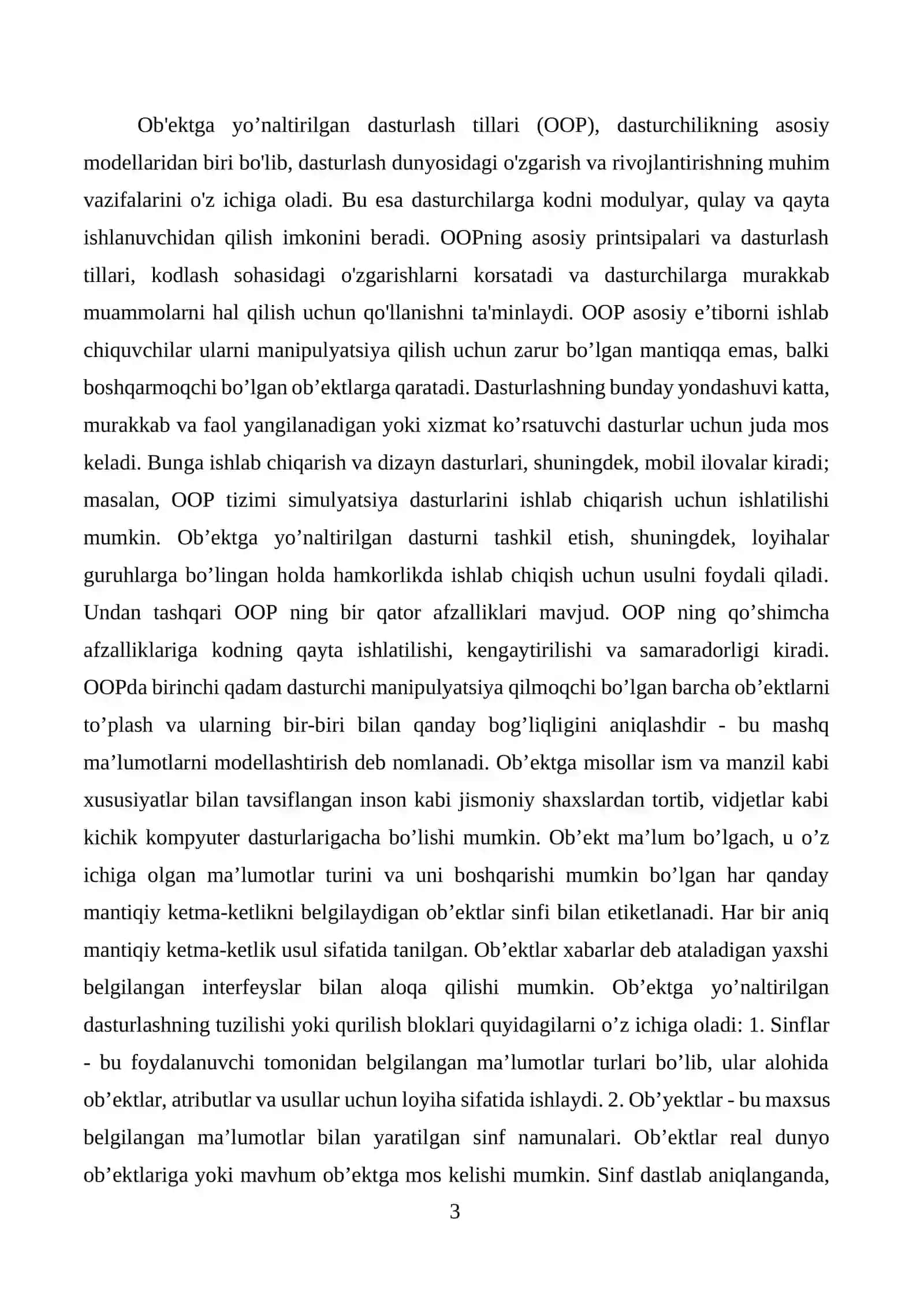 Obyektga yo’naltirilgan dasturlash tillari 3