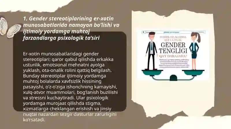 Er xotin munosabatlarda gender streotiplarining namoyon bo'lishi oilalarning ijtimoiy yordamga muhtoj farzandlariga psixologik xizmat ko'rsatish 3