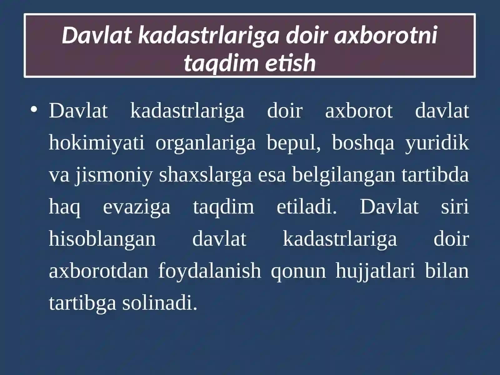 DAVLAT KADASTRLARI ASOSLARI 3