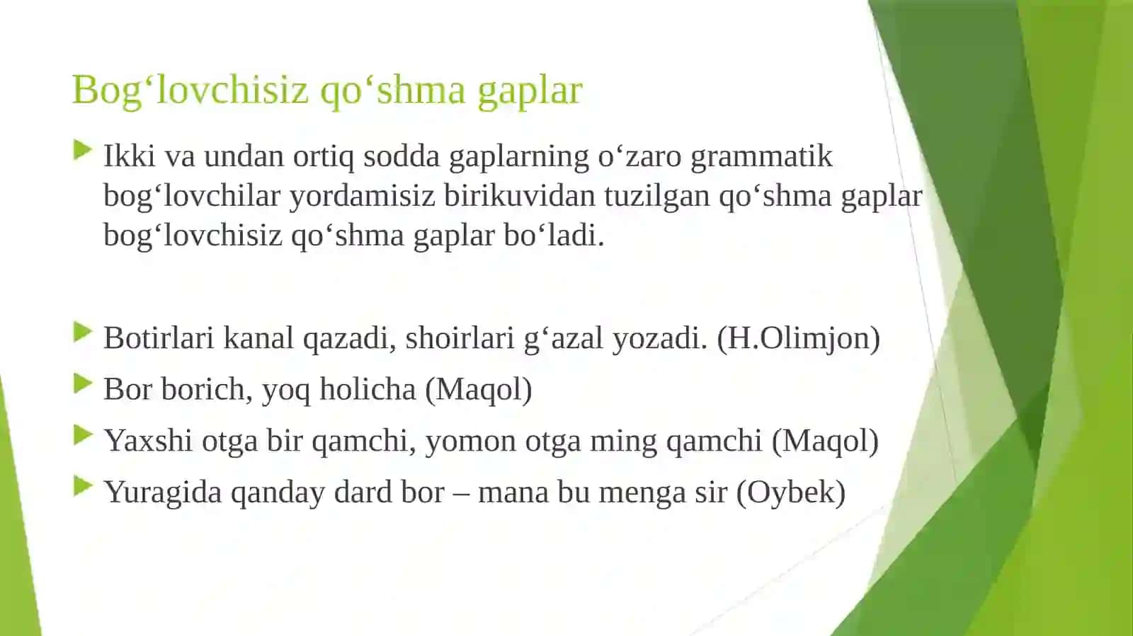 Bogʻlovchisizqoʻshmagaplar 3