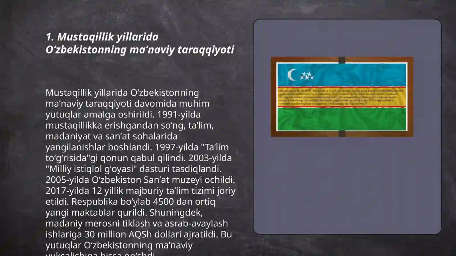 Mustaqillik yillarida Oʻzbekistonning maʼnaviy taraqqiyoti 3