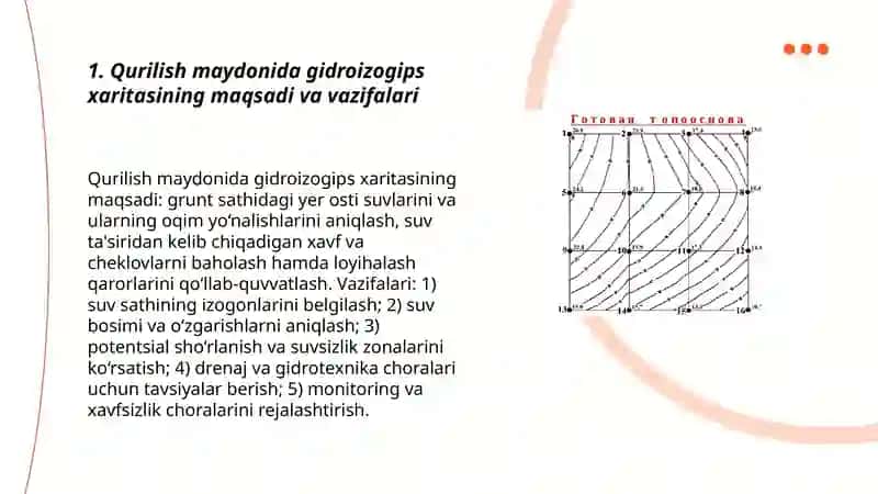 Qurilish maydonining grunt suvlari gidroizogips xaritasini tuzish 3