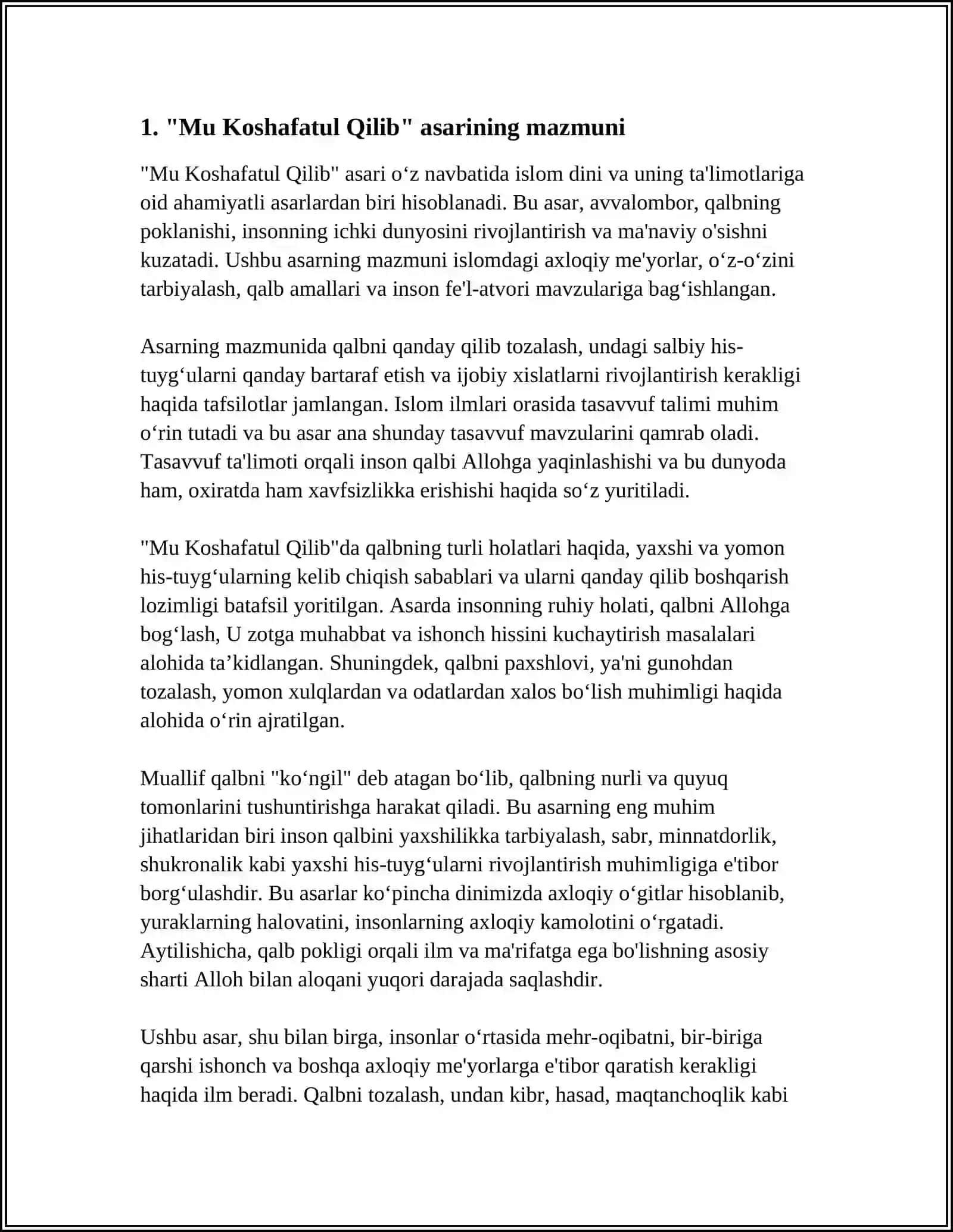 ABU HOMID GʻAZZOLIYNING "MU KOSHAFATUL QILIB" ASARI 3