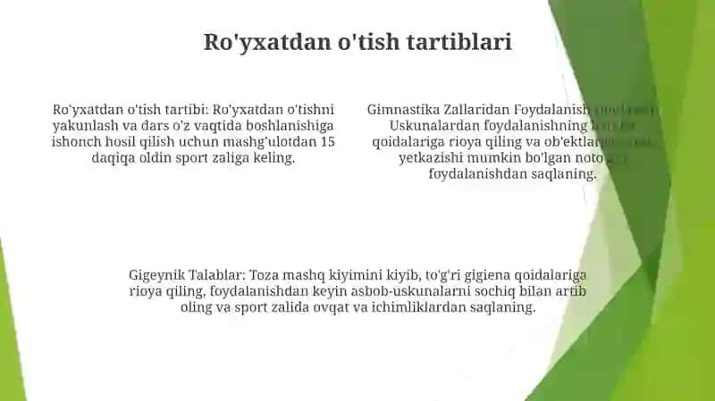 Gimnastika Zallaridan Foydalanish Qoidalari Va Gigeynik Talablar 3