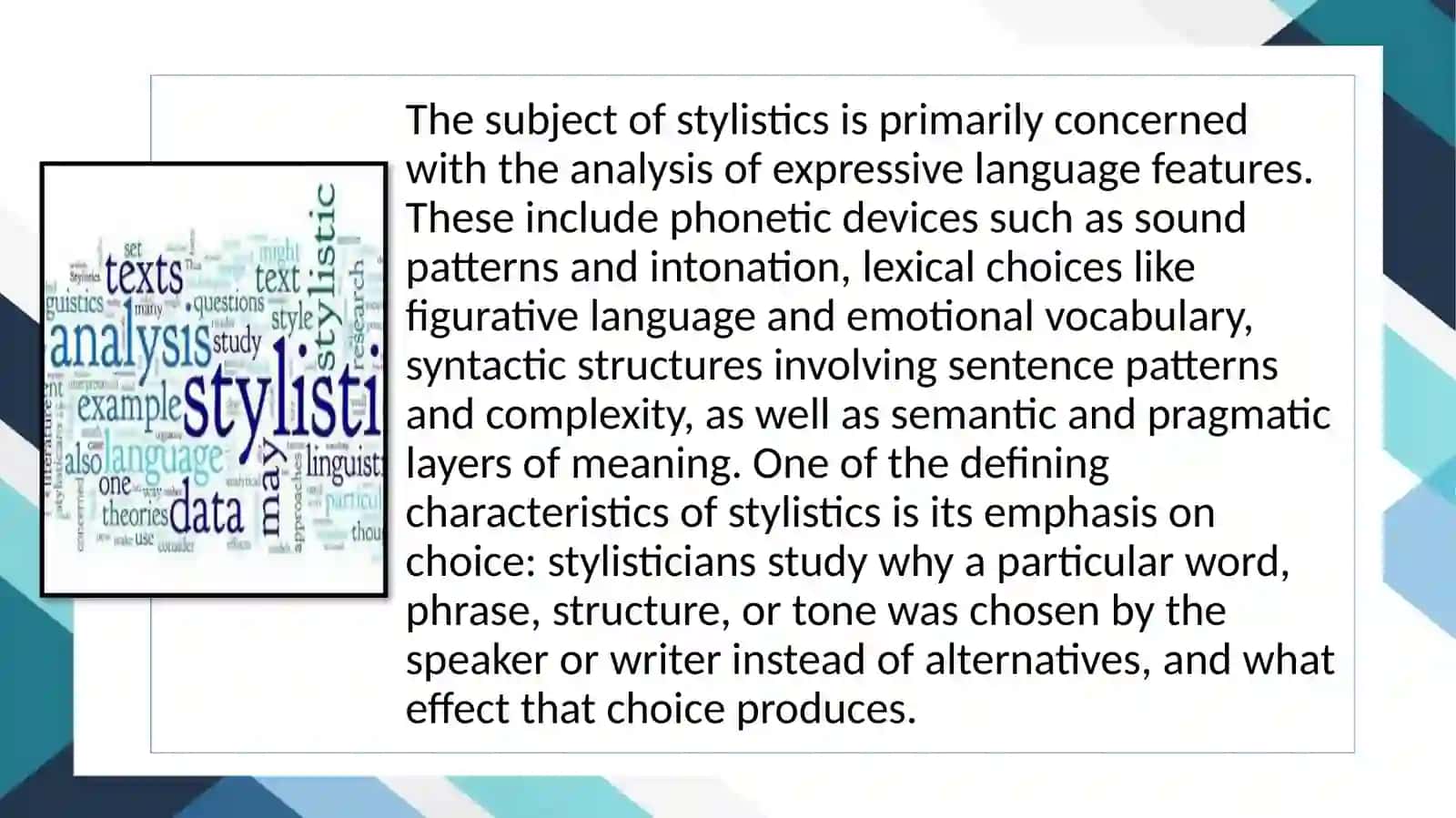 The subject and aims of stylistics. The notion of stylistics. Content of stylistics. Comparative stylistics. 3