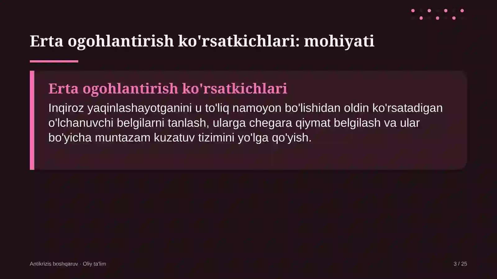 pochta aloqasida erta ogohlantirish ko'rsatkichlarini belgilash 6921 3