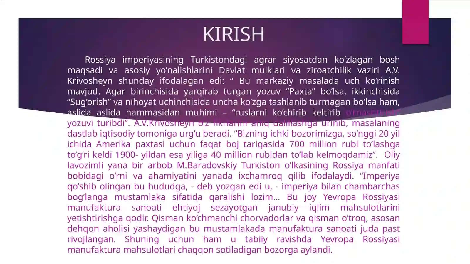 ROSSIYA TURKISTONNI IQTISODIY MA’NAVIY TUTQUNLIKDA TUTISH SIYOSATI UNING OQIBATLARI 3