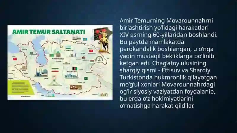 Amir temur va temuriylar davlatCHILIGI 3