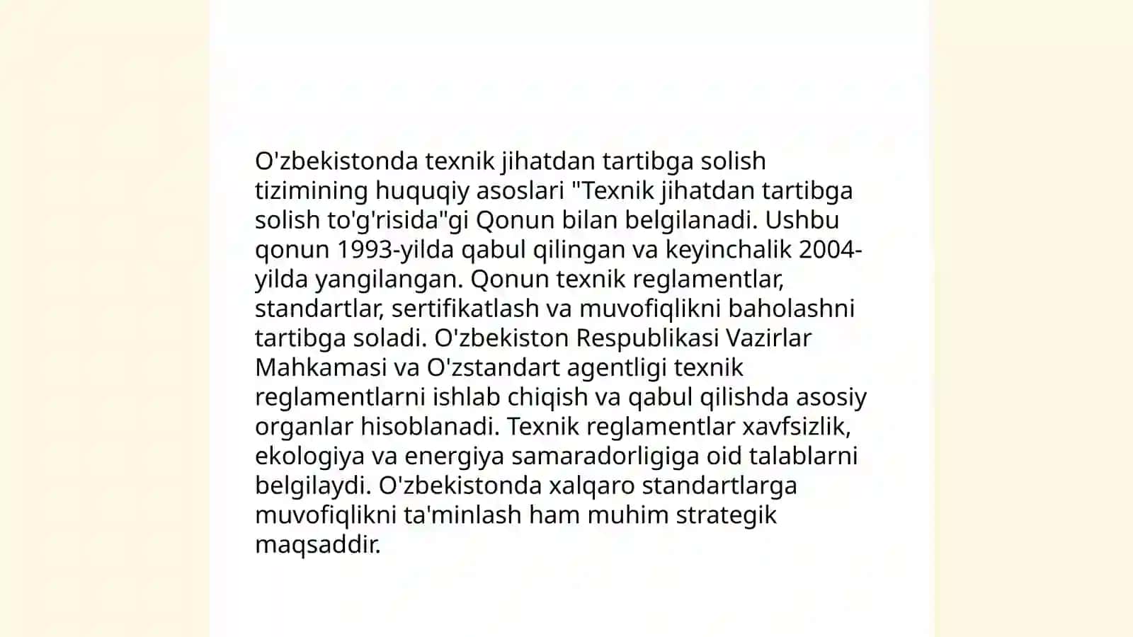 O'zbekistonning texnik jihatdan tartibga solish tizimini rivojlantirish yo'nalishlari 3