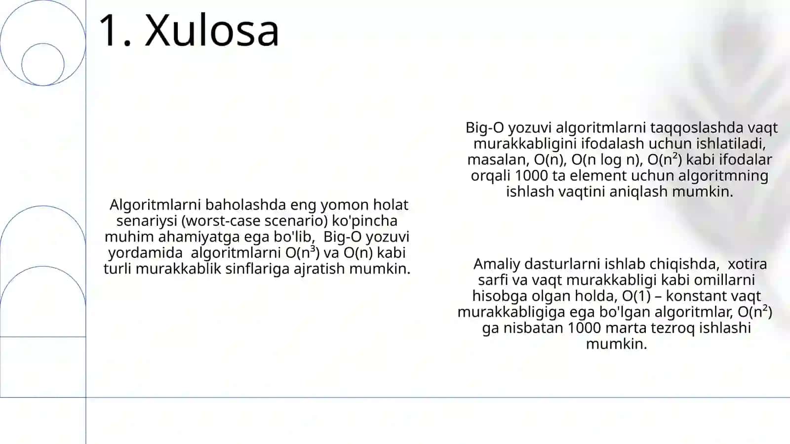 Algoritmlarning samaradorligini baholash – Asimptotik murakkablik (Big-O notation) 3