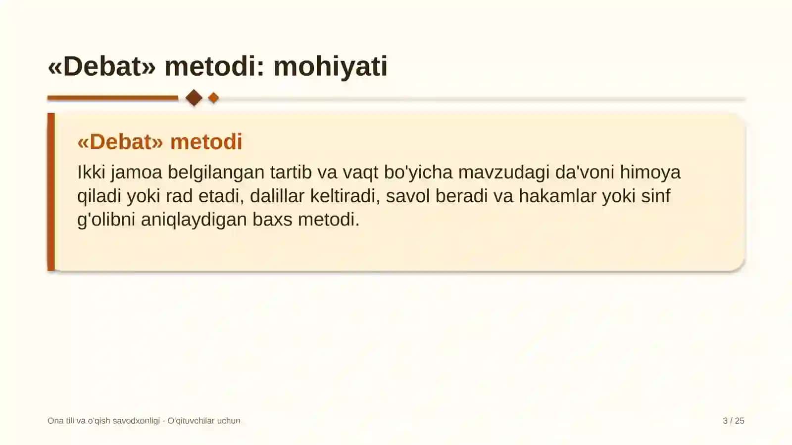 ona tili va o'qish savodxonligi darslarida debat metodidan foydalanish 9978 3