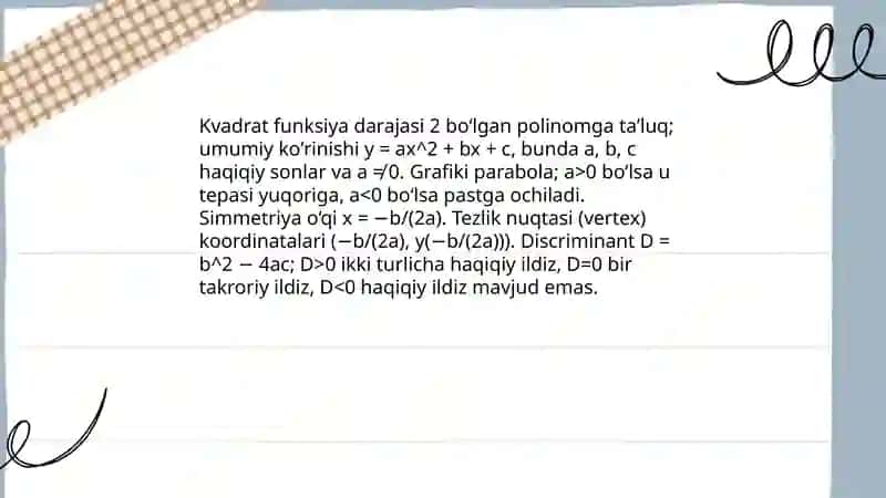 Kvadrat funksiya haqida tushuncha 3