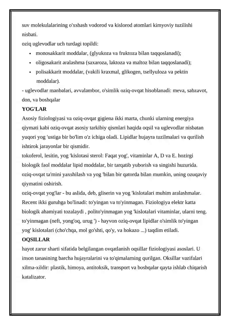 OVQATLANISHNING FIZIOLOGIK ME'YORLARI 3