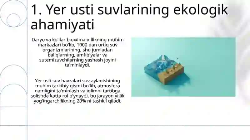 Yer usti suvlarining ahamiyati 3