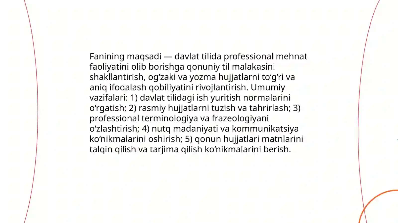 Davlat tilida ish yuritish fanining maqsad vazifalari 3