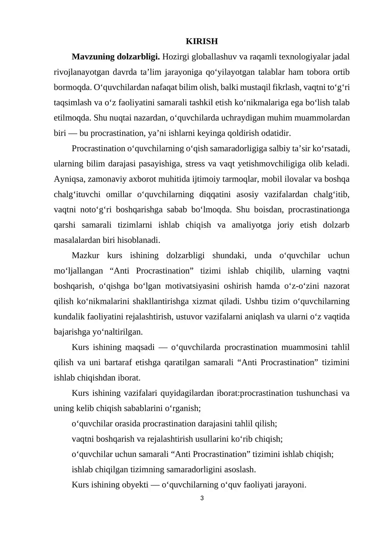 OʻQUVCHILAR UCHUN "ANTI PROCRASTINATION" (KECHIKTIRISHGA QARSHI) TIZIMI 3