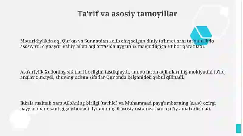 Kalom ilmi:moturidiyya va ash'ariya 3