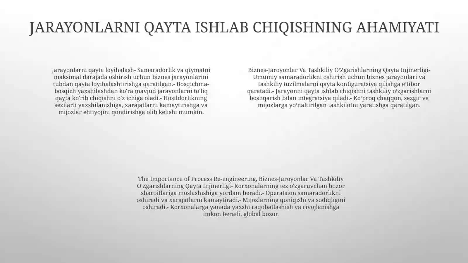 Biznes-Jaroyonlar Va Tashkiliy OʻZgarishlarning Qayta Injinerligi 3