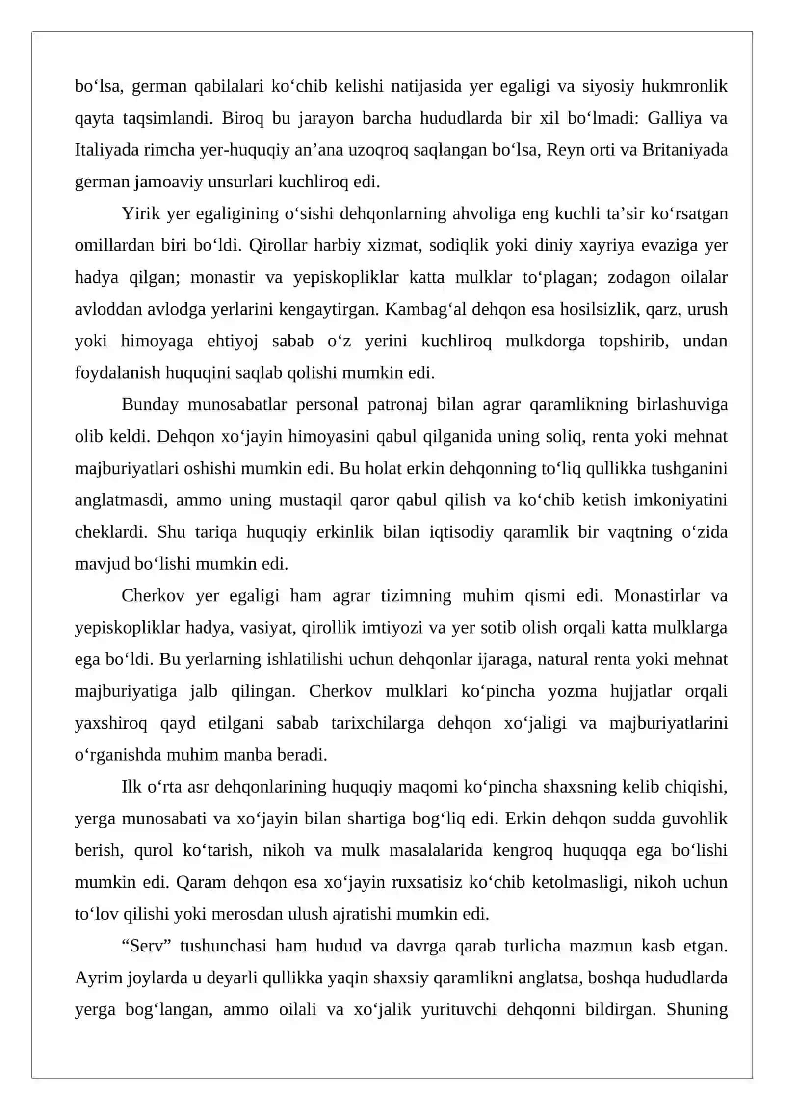 Ilk o‘rta asrlarda yevropa dehqonlarining ahvoli 3